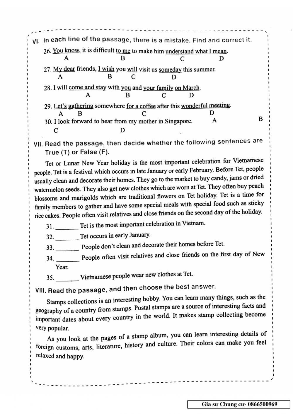 English 6 - Đề số 24