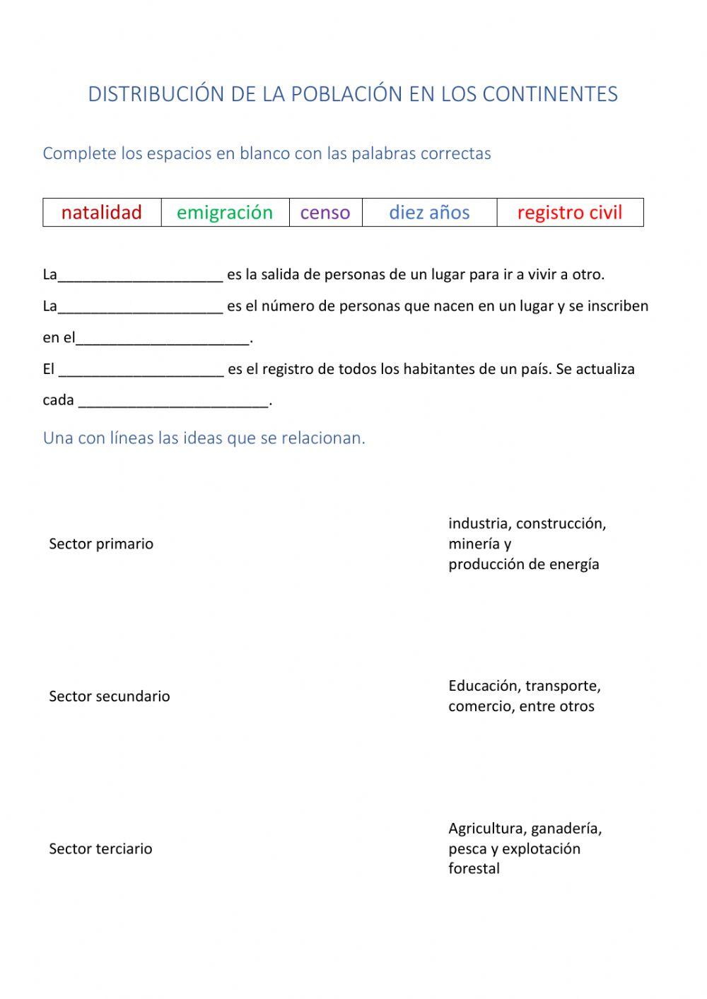 Distribución de la población en los continentes