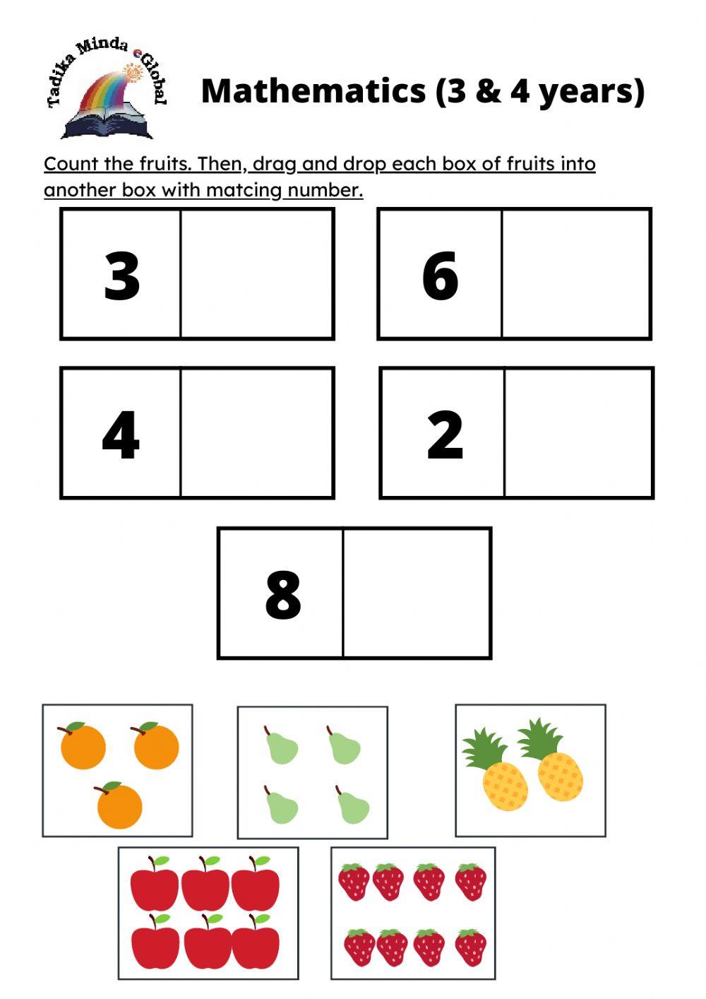 Mathematics 3 & 4 Years Old: Fruits 1