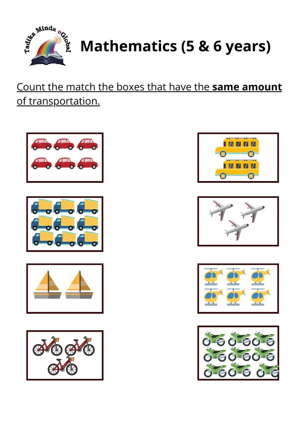 Mathematics 5 & 6 Years Old: Transportation 1