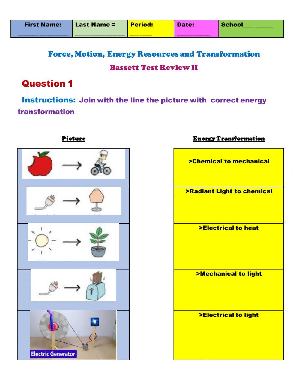 Force Motion Energy