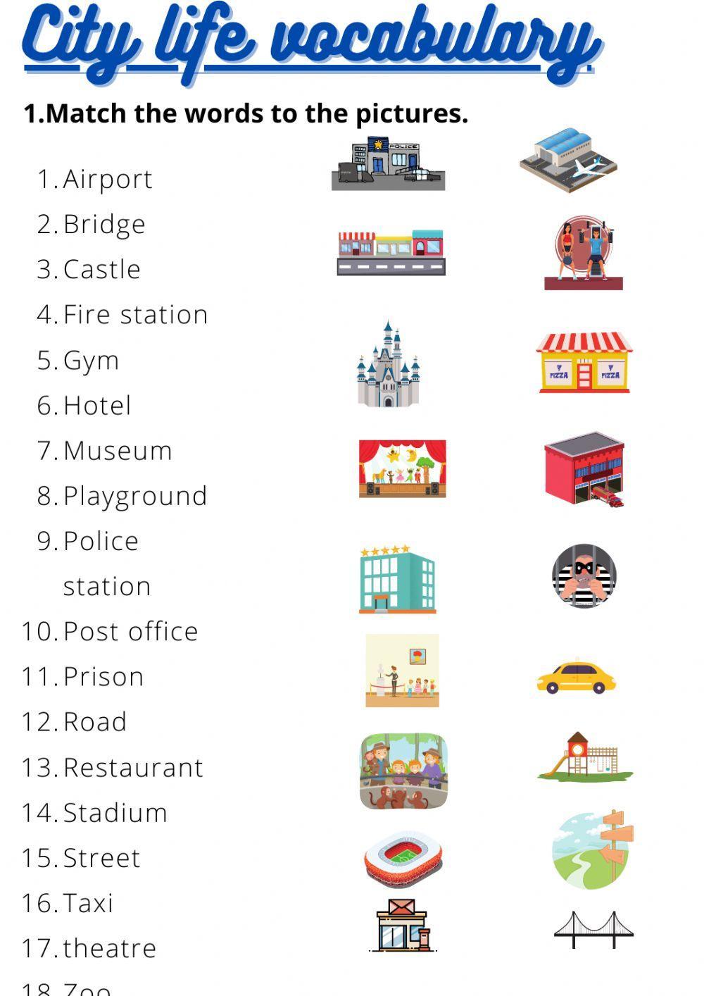 City life vocabulary City life vocabulary