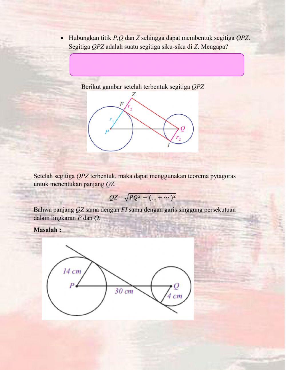 LKPD garis singgung persekutuan dalam dua lingkaran