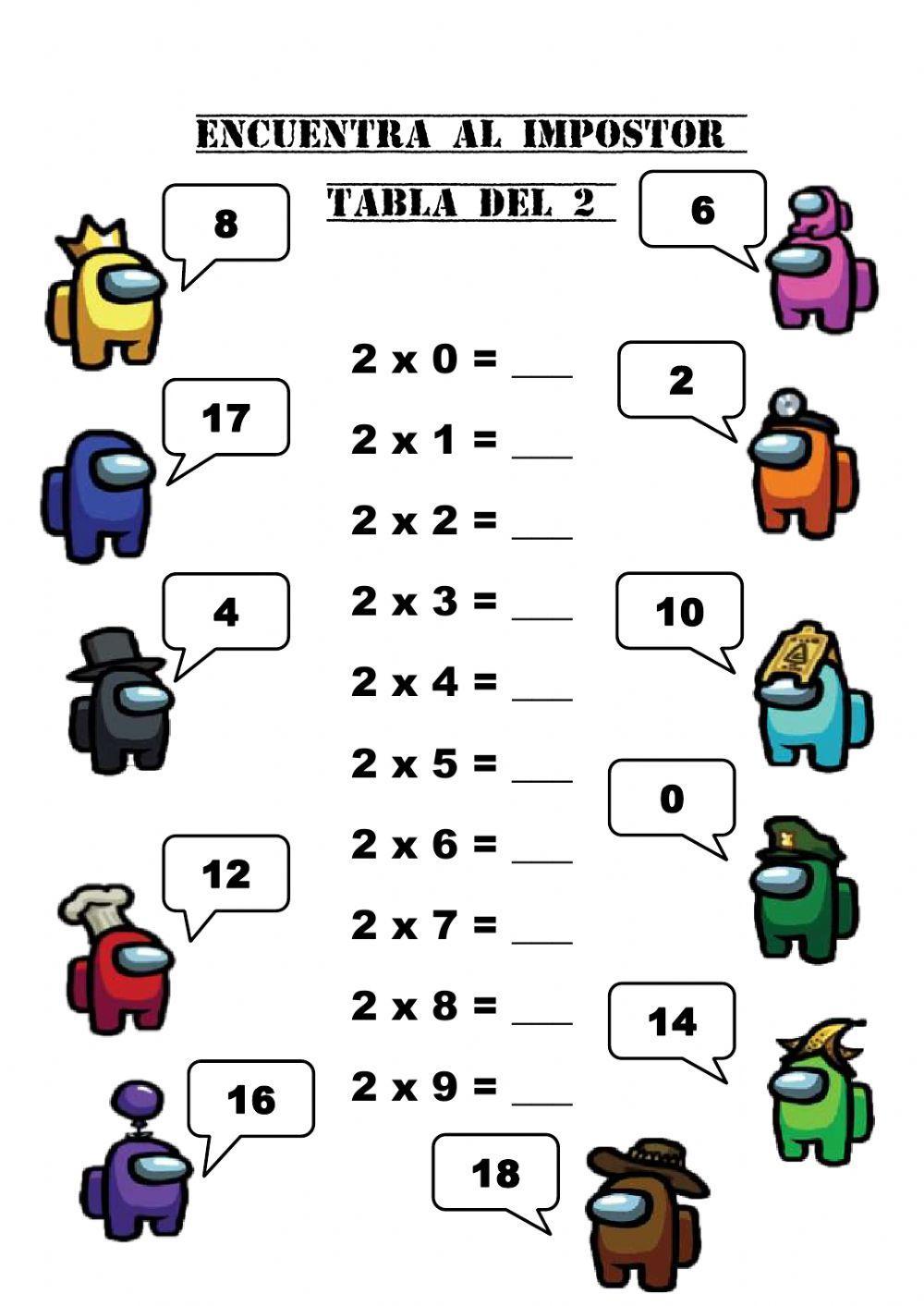 TABLA DEL 2. ENCUENTRA AL IMPOSTOR