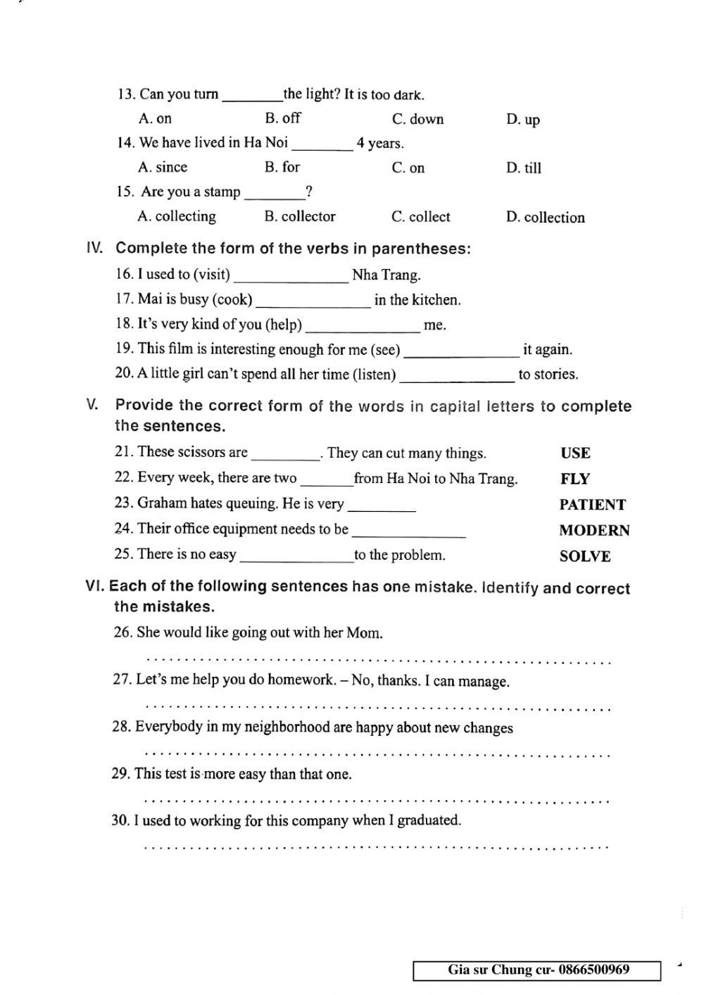 Chinh Phục bộ đề thi Tiếng Anh vào lớp 6 - Đề 28