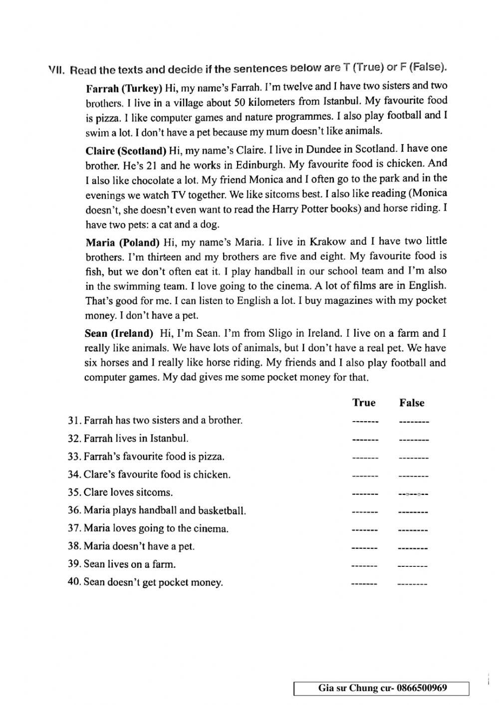 Chinh Phục bộ đề thi Tiếng Anh vào lớp 6 - Đề 28