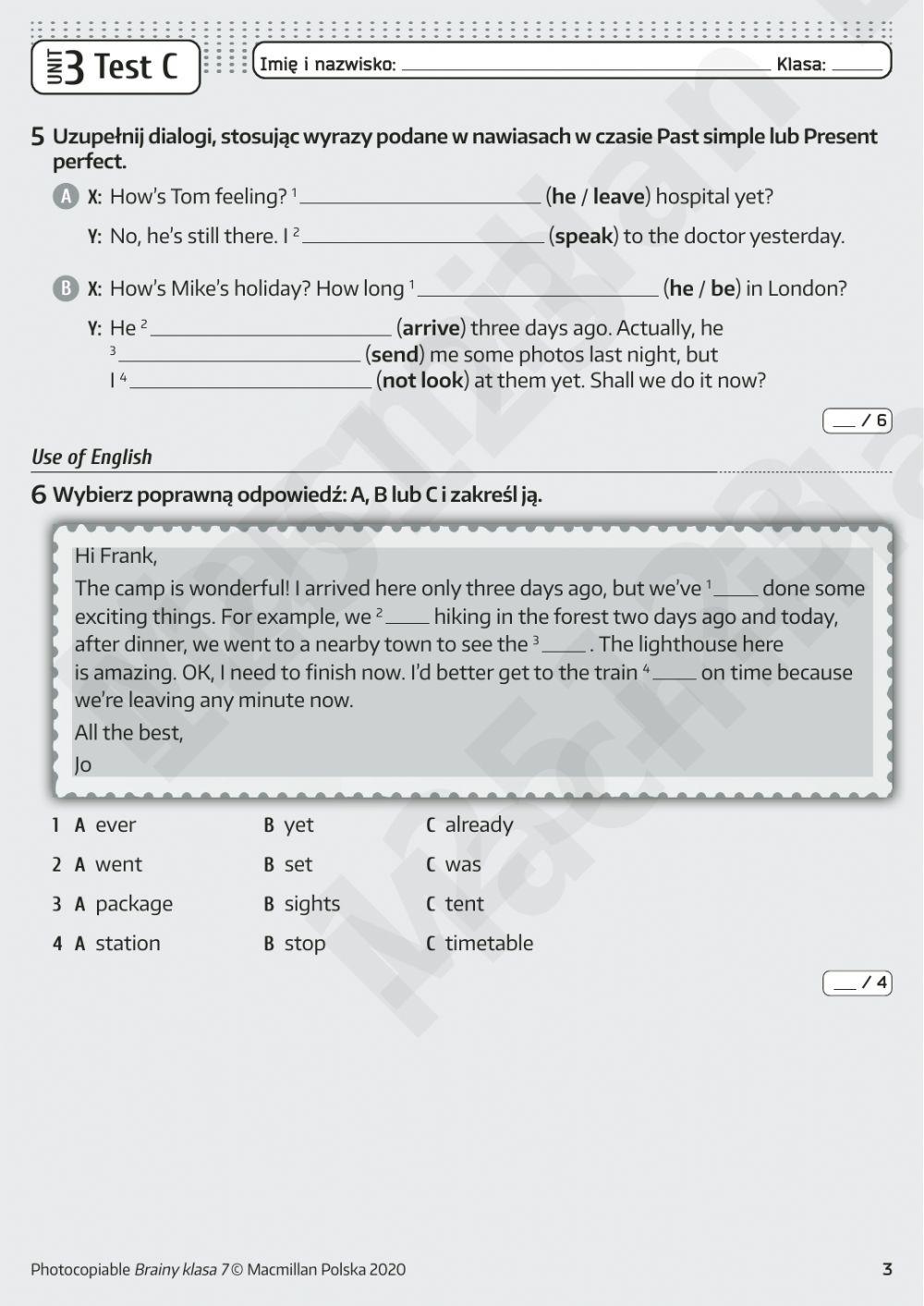 Brainy 7 unit 3 test c