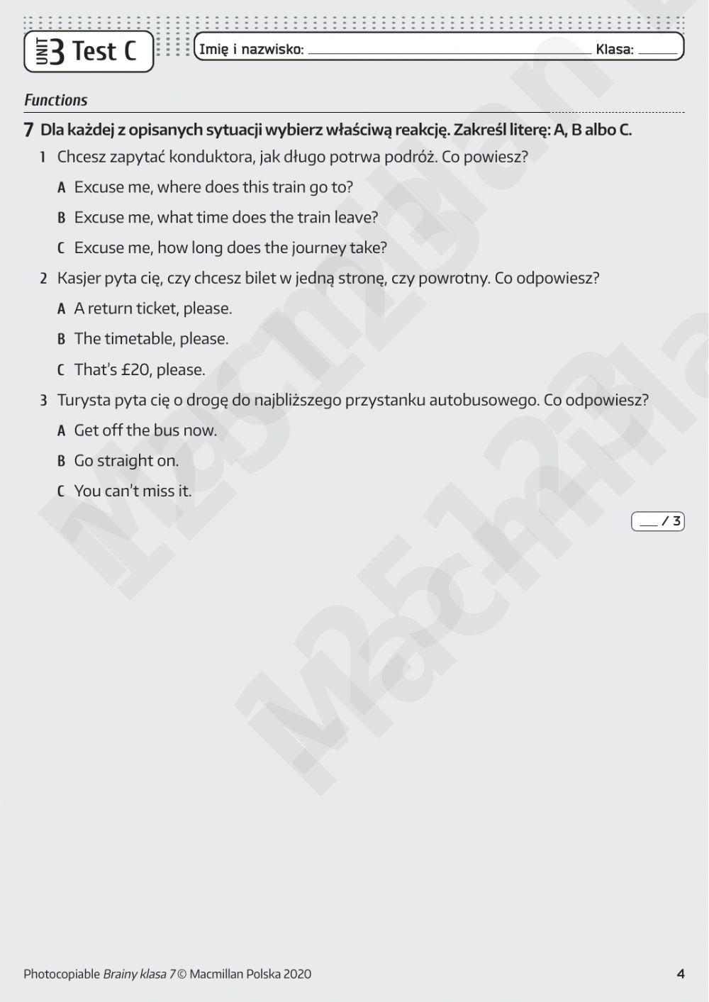 Brainy 7 unit 3 test c