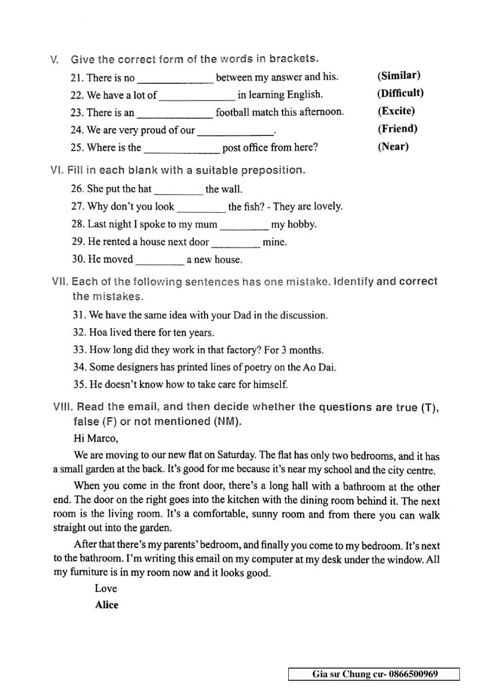 English 6 - Đề số 29