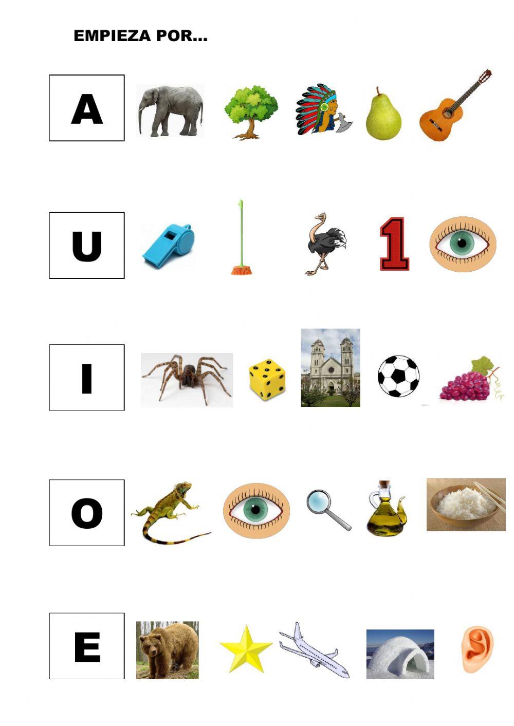 Vocales-Inicio de la palabra