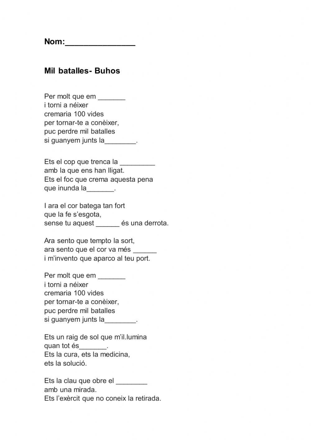 Dictat cançó mil batalles- Buhos