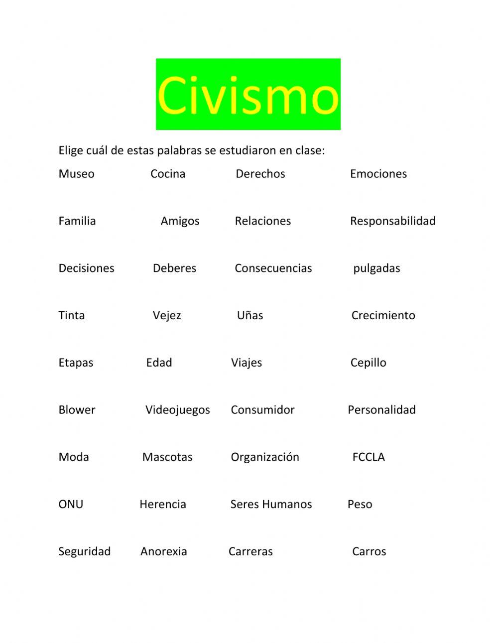 Temas de clase Civismo