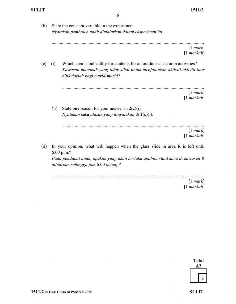 Soalan Percubaan SPM Sains K2 NS 2020