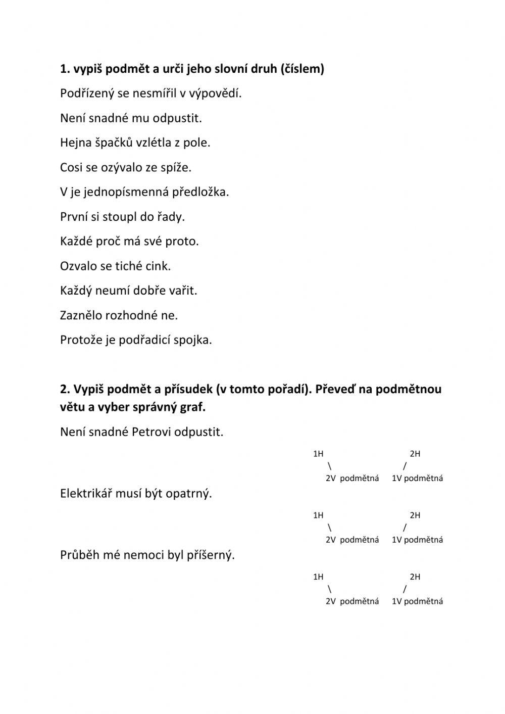 Vedlejší věta podmětná, podmět (test)