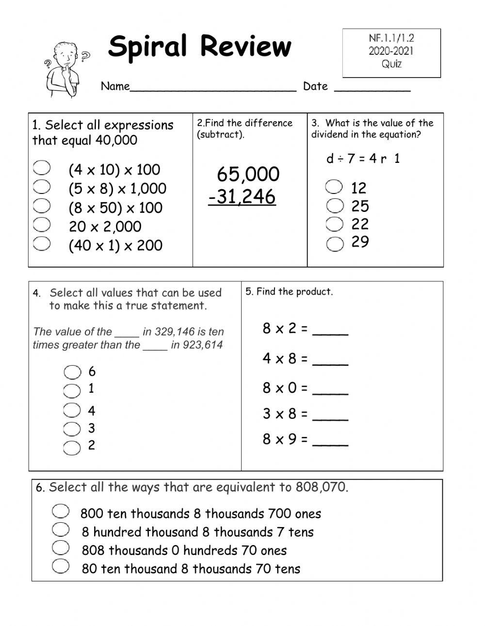 Spiral Review Quiz NF1.1-1.2