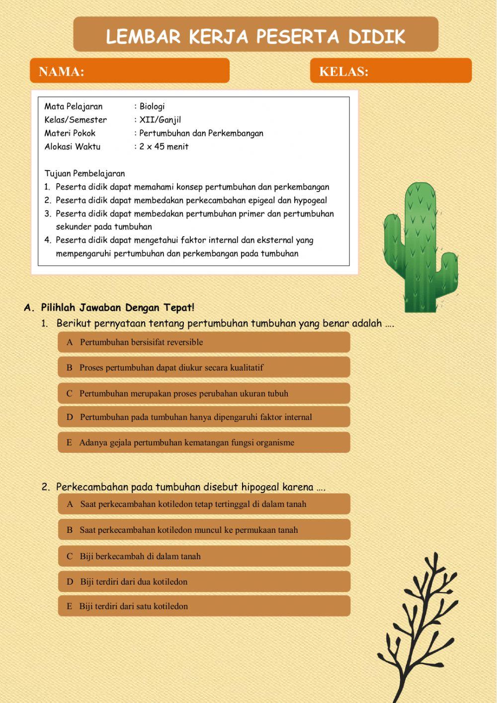 Pertumbuhan dan Perkembangan