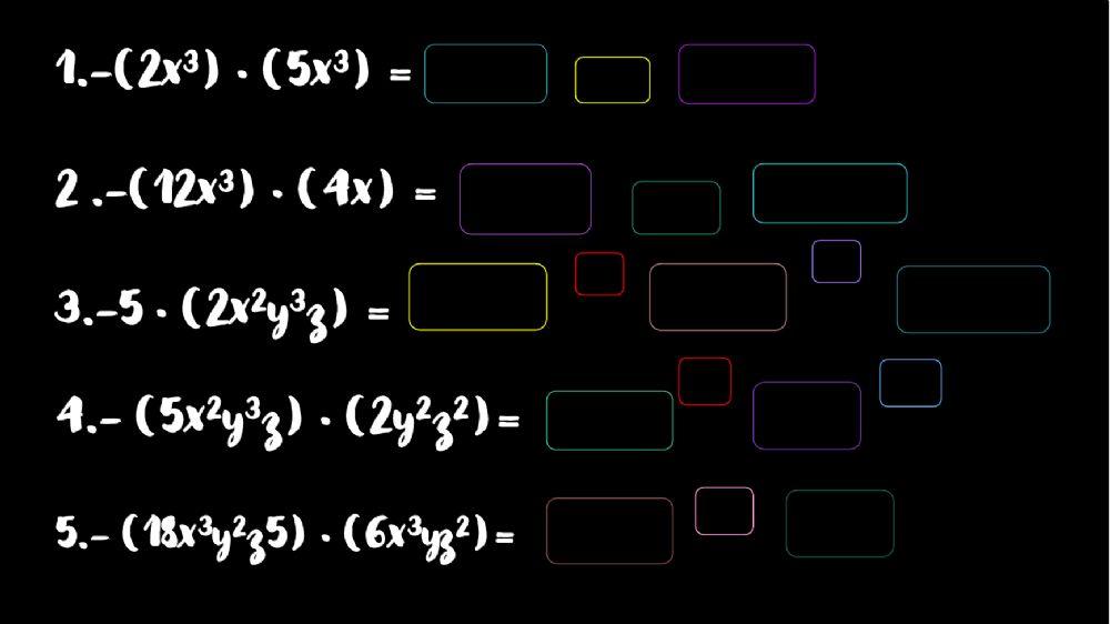 Multiplicaciones con monomios y polinomios