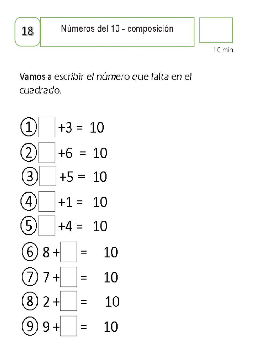 Numeros del 10-composicion