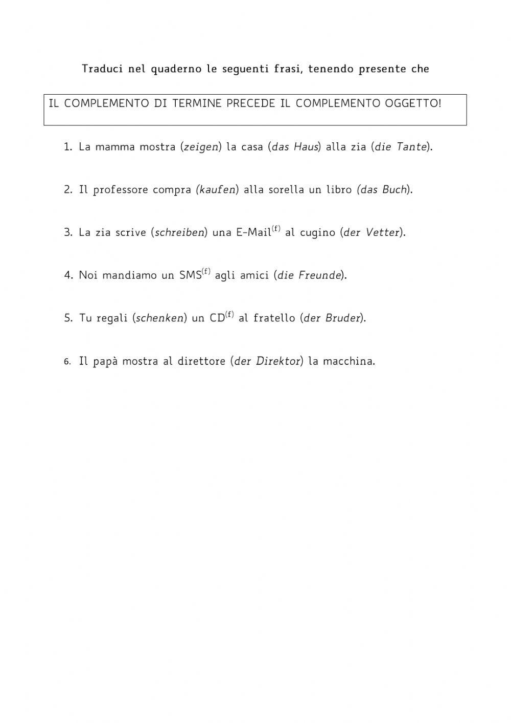 Traduzioni con il dativo