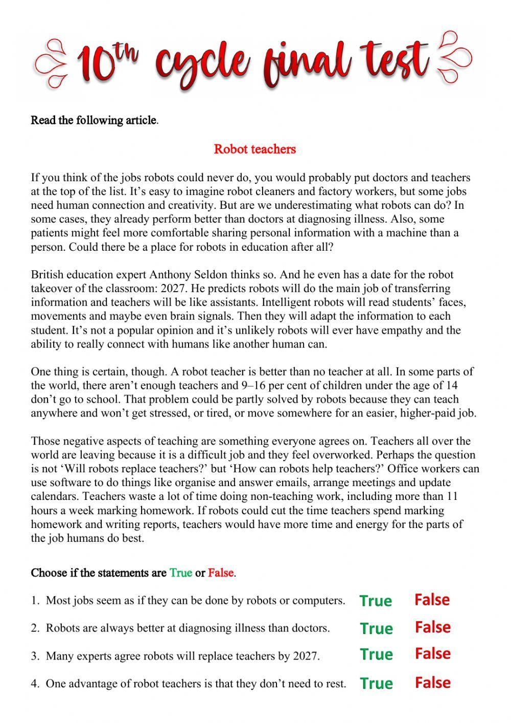 10th cycle final test