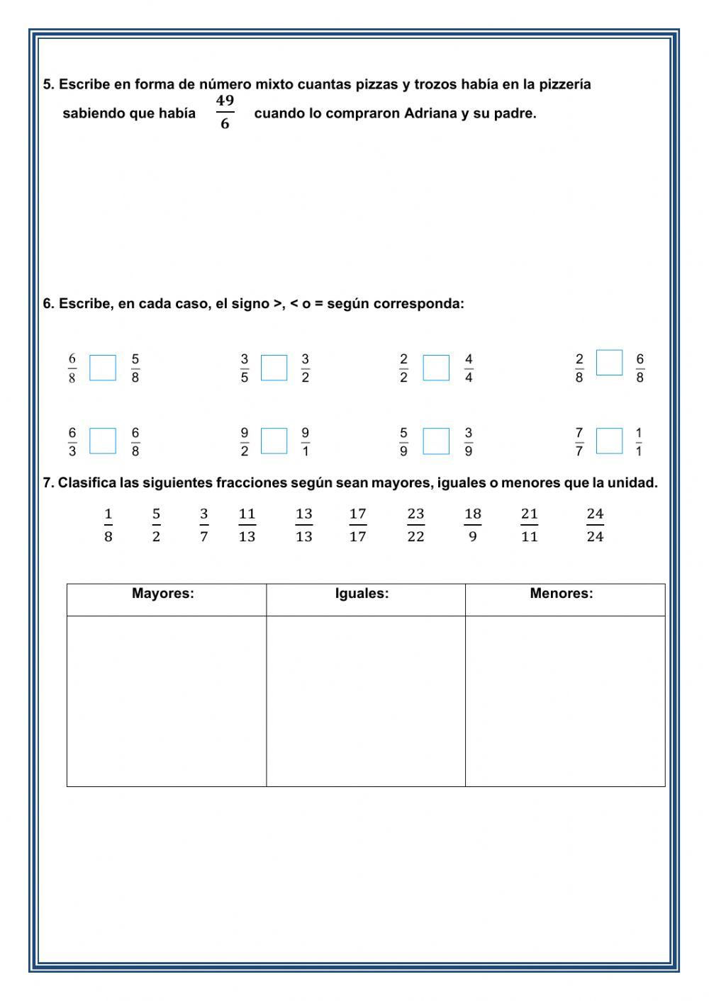Repaso unidad 4 fracciones