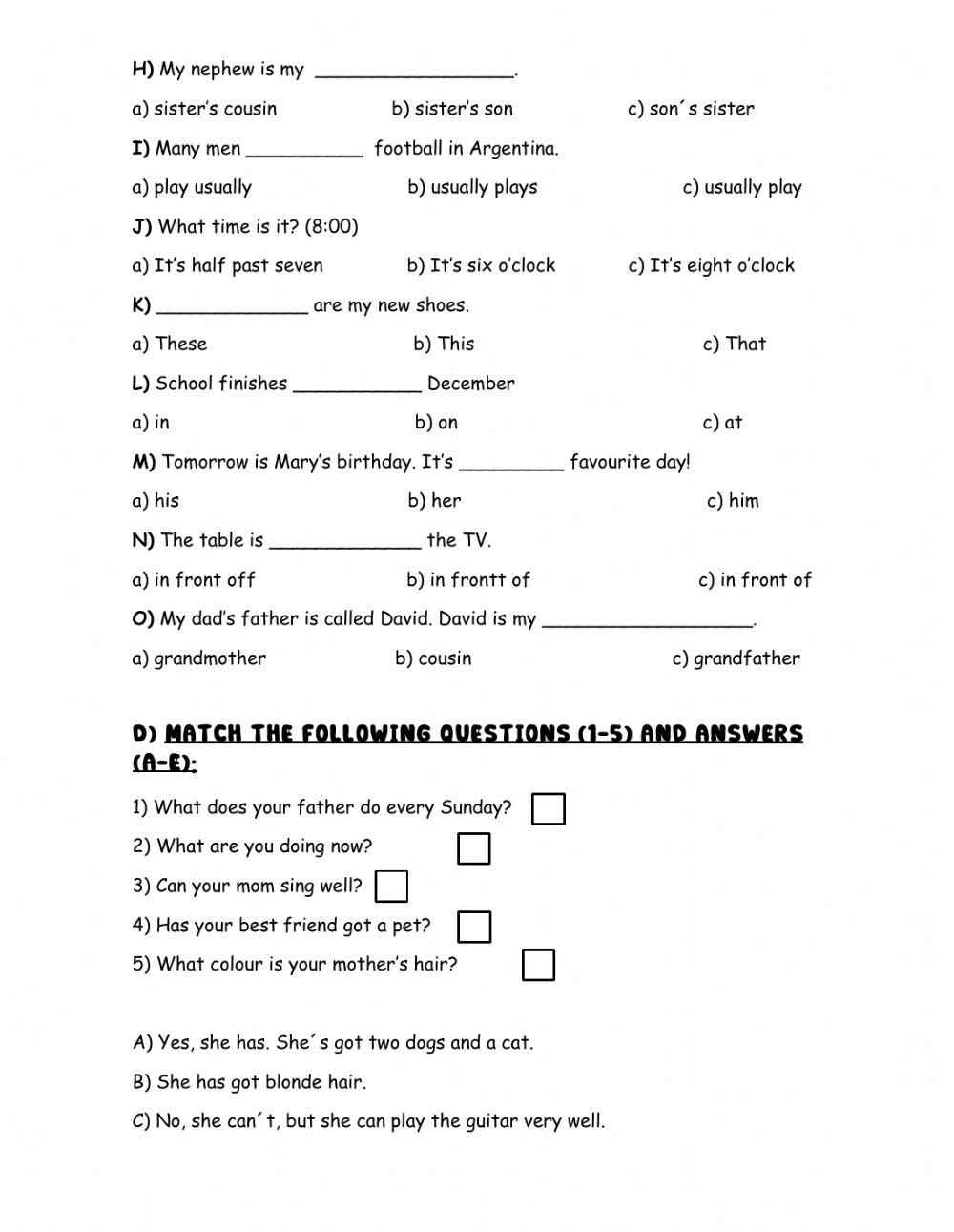 1st teens final exam