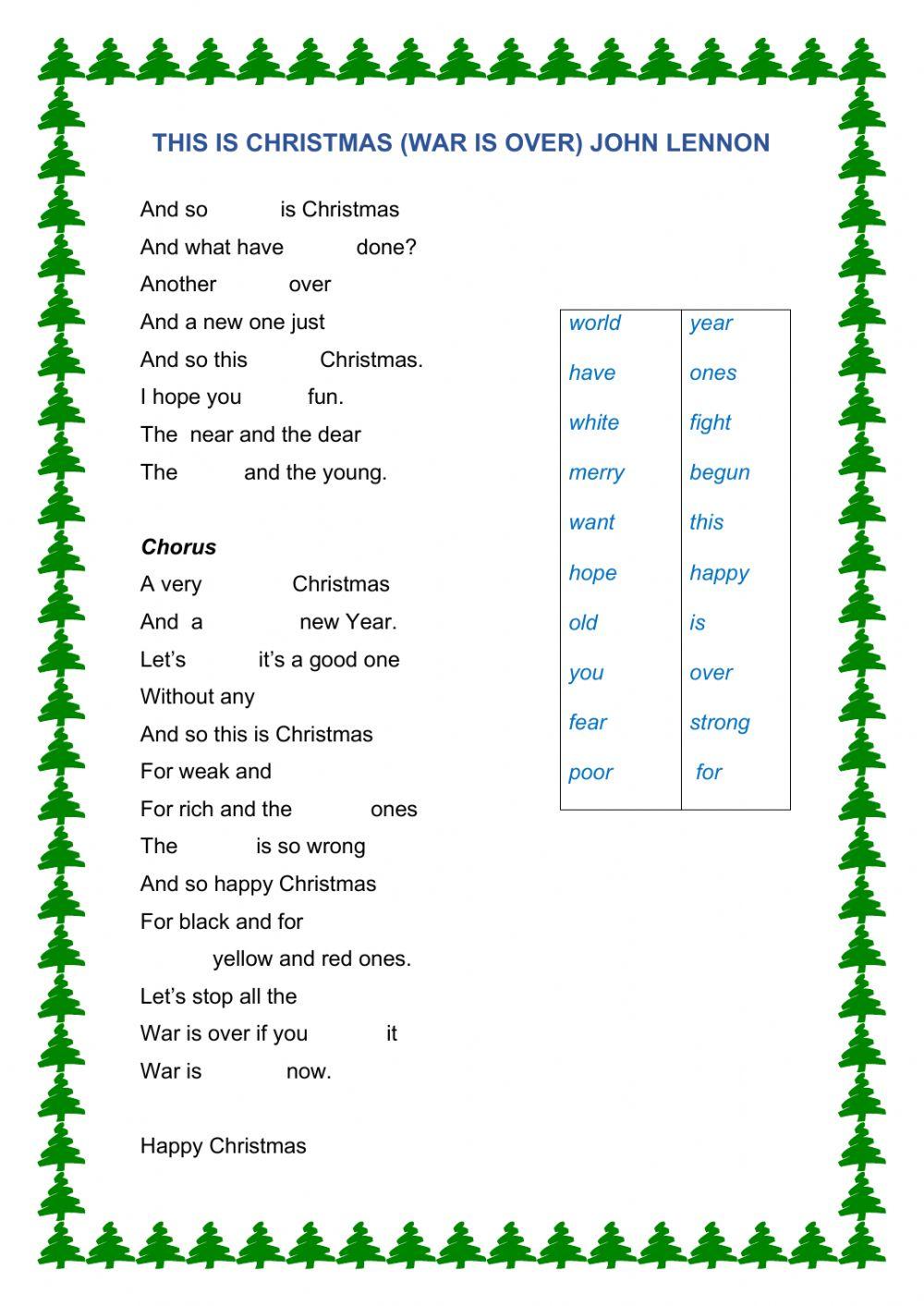 SO THIS IS CHRISTMAS-WAR IS OVER