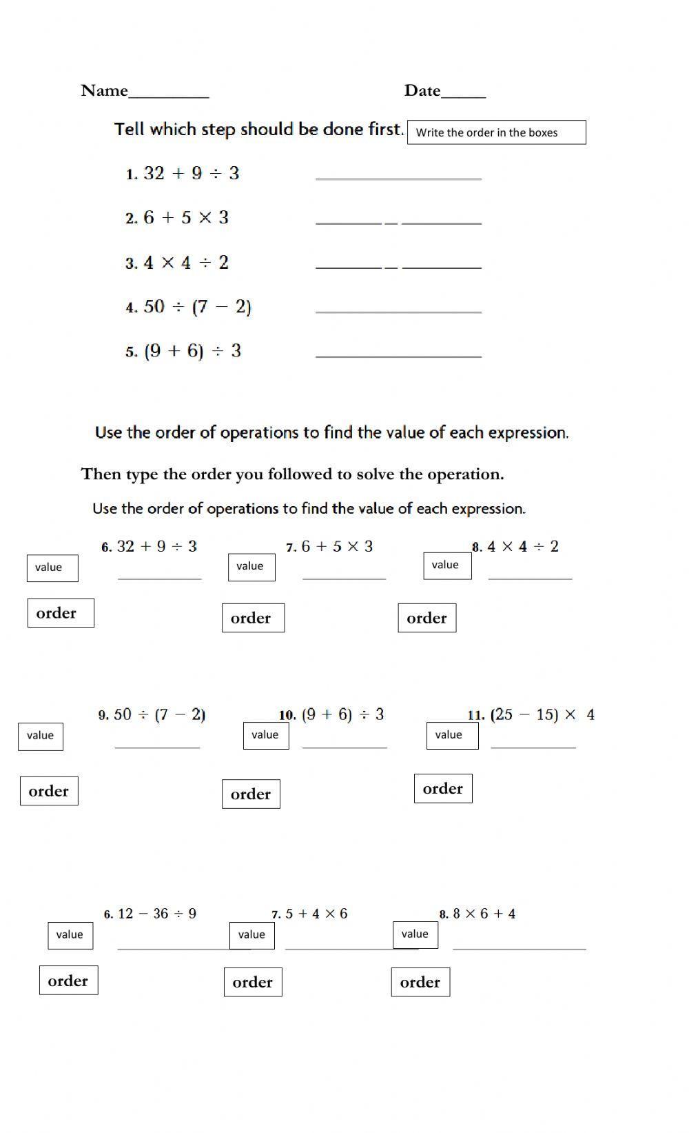 Order of Operations Order of Operations