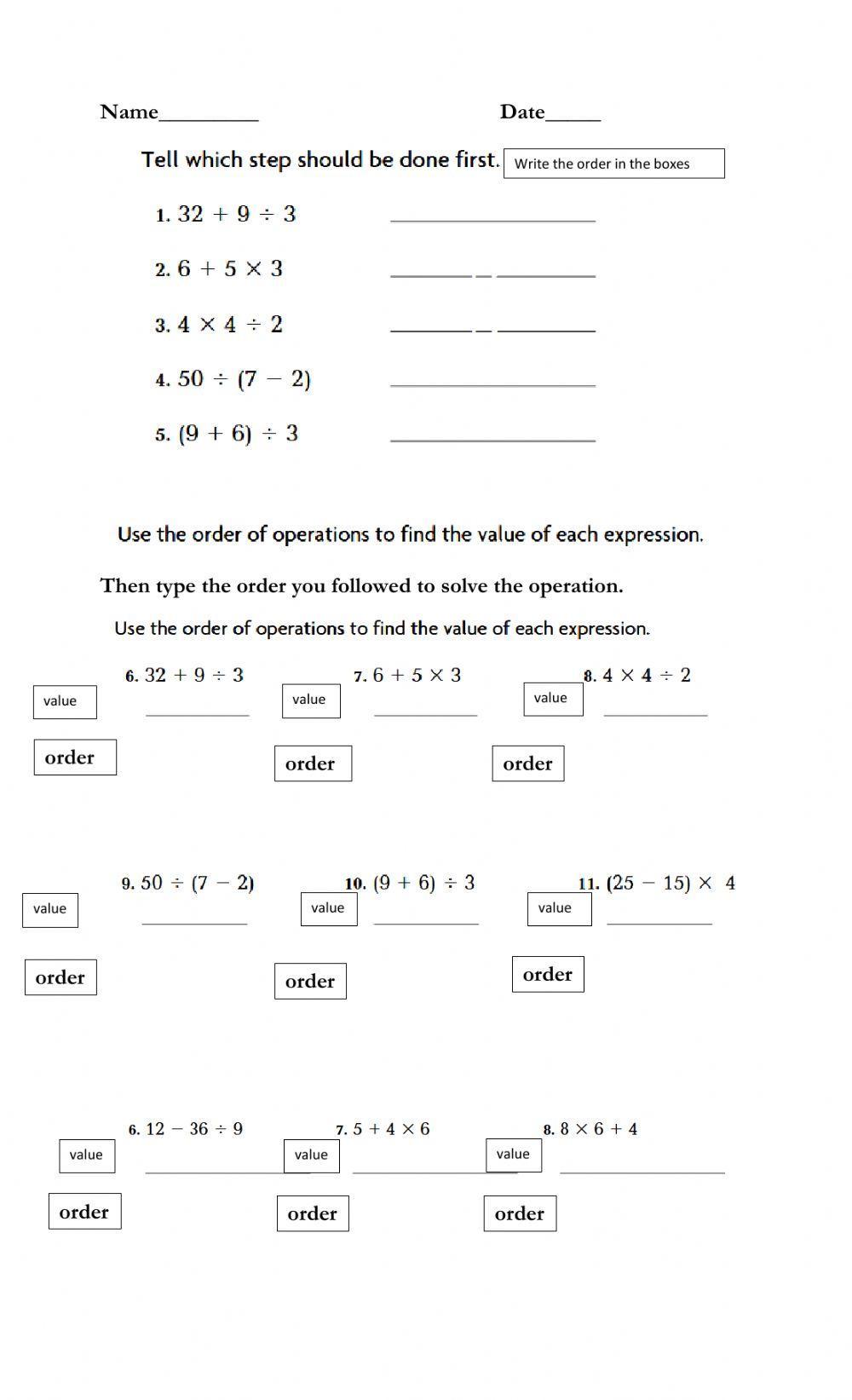 Order of Operations