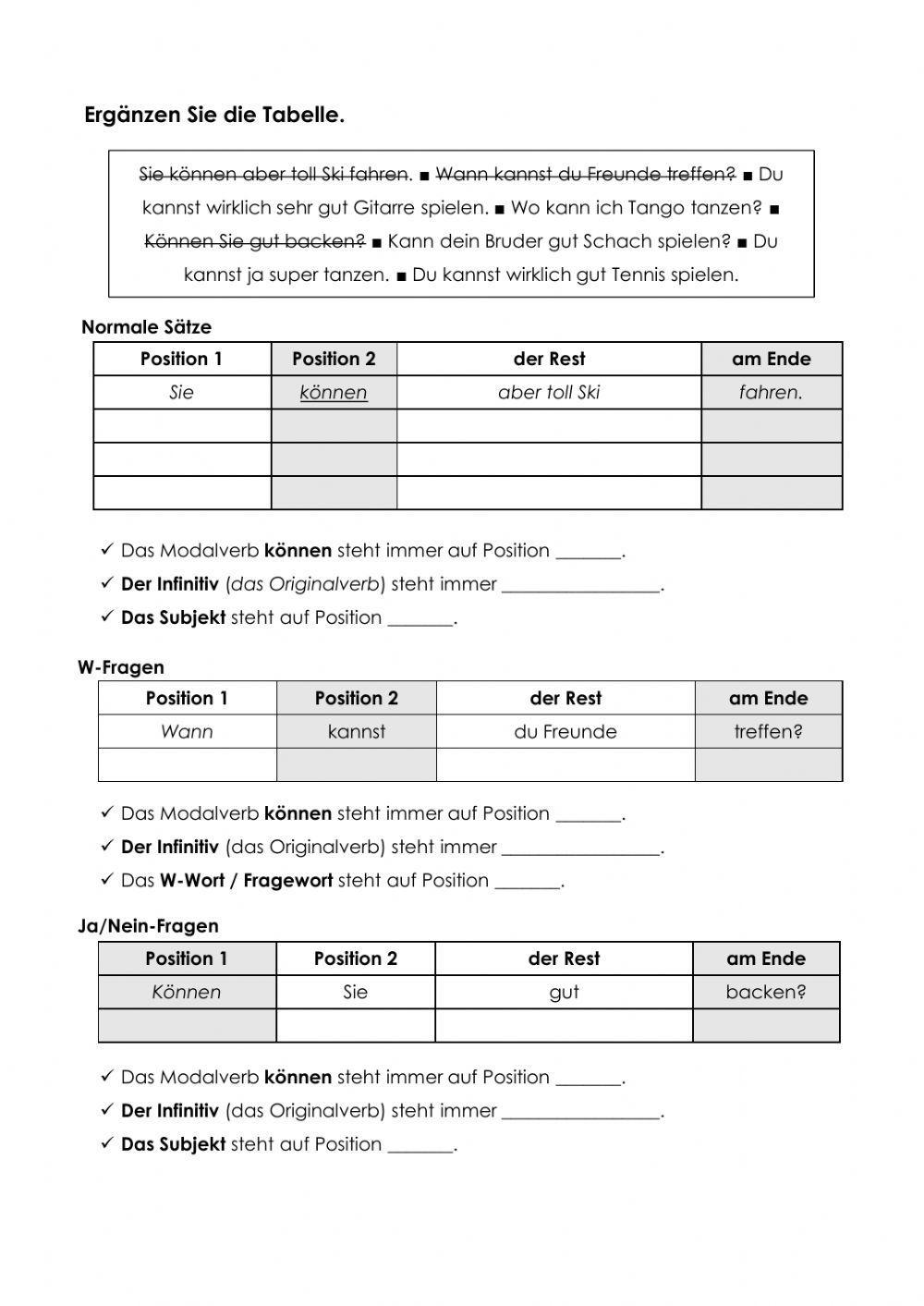 Systematisierung: Können