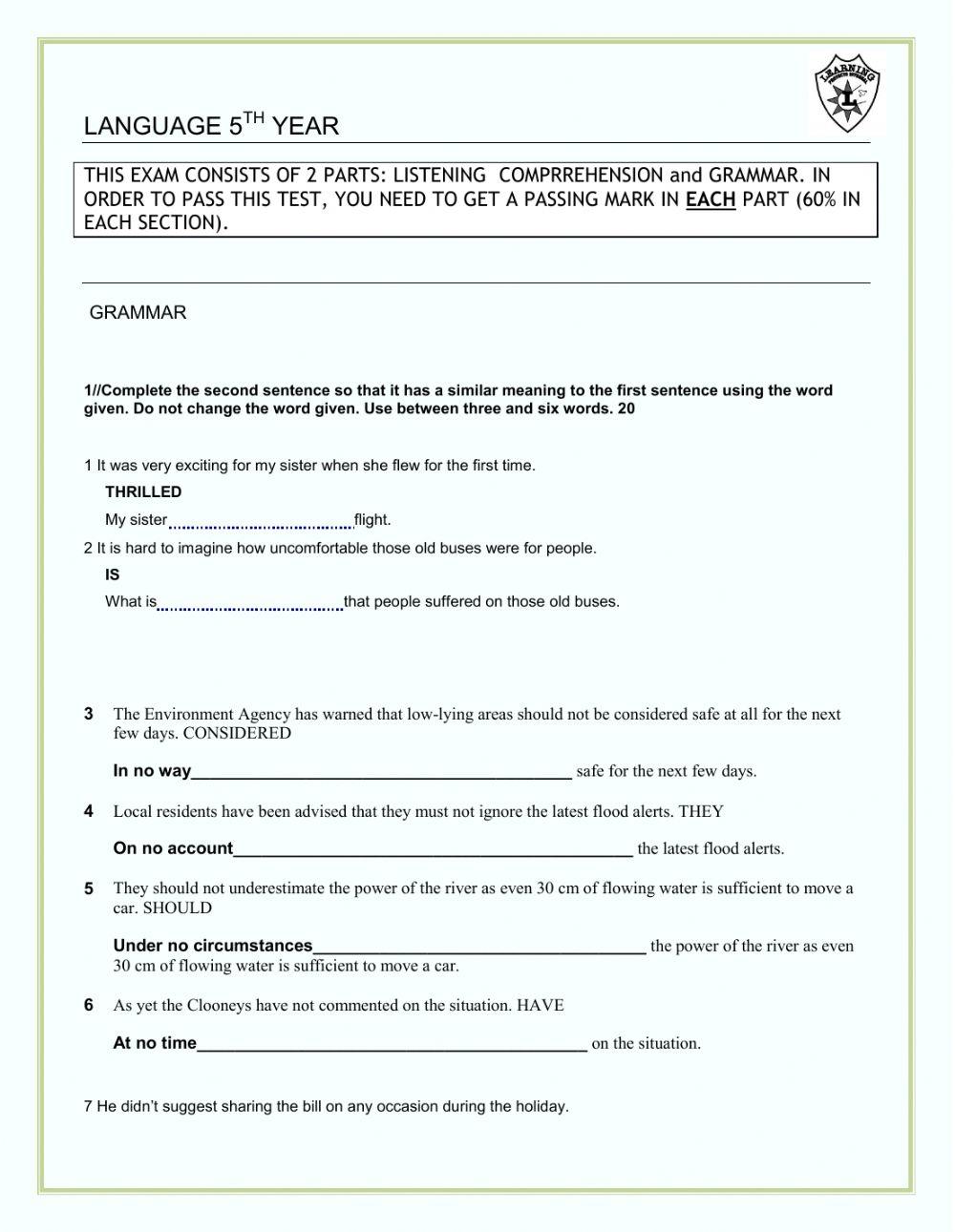 Grammar and listening