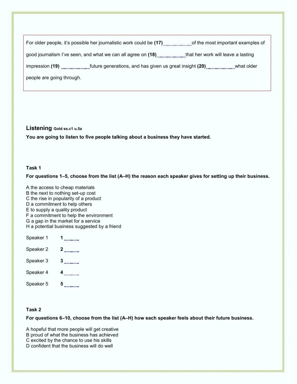 Grammar and listening