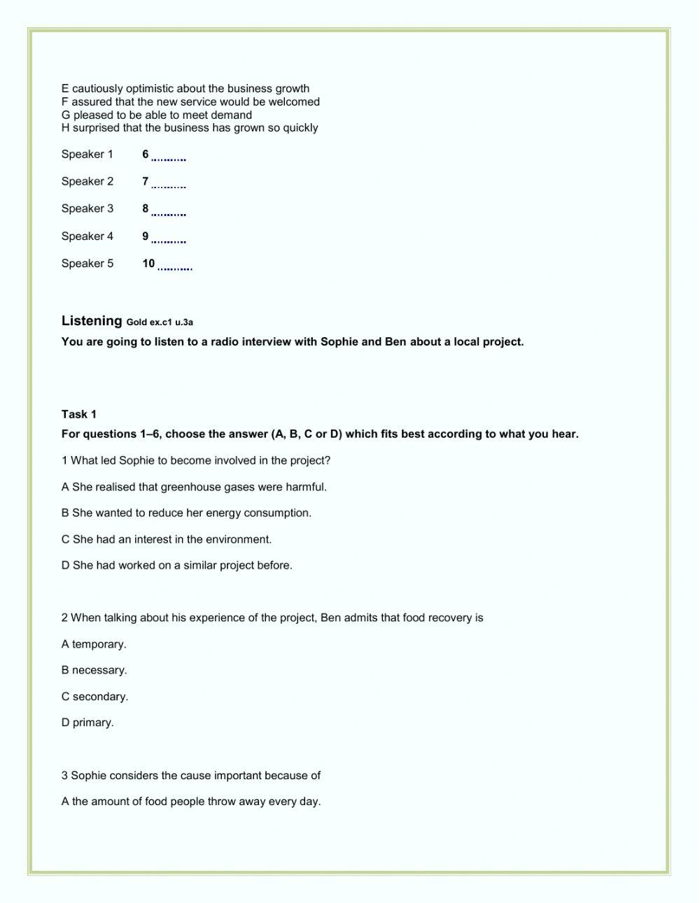 Grammar and listening