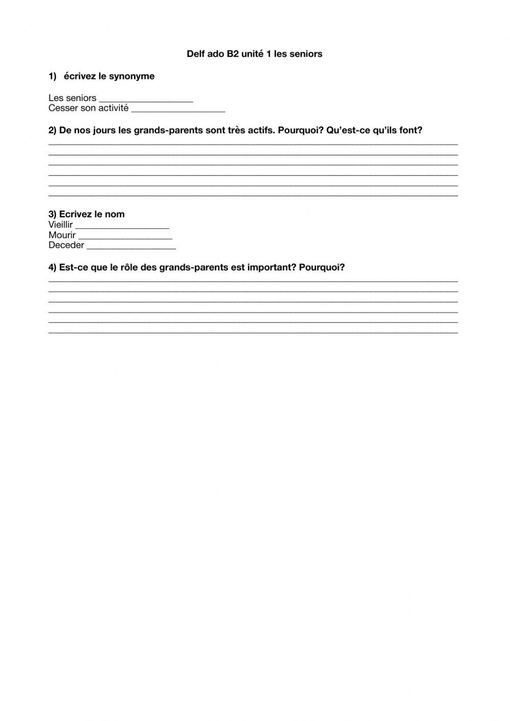 Delf ado unité 2 les seniors