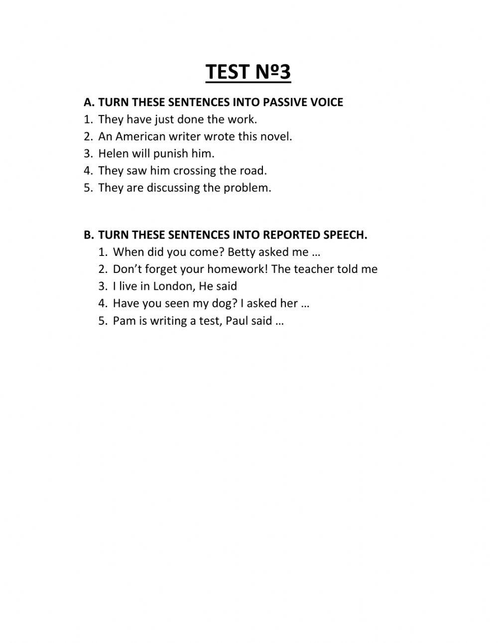 Passive voice and reported speech