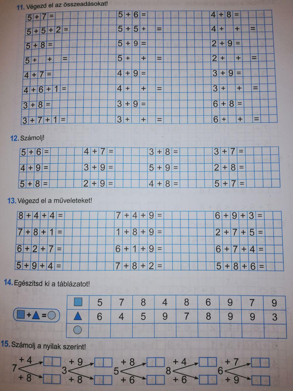 Összeadás 20-ig tizesátlépéssel