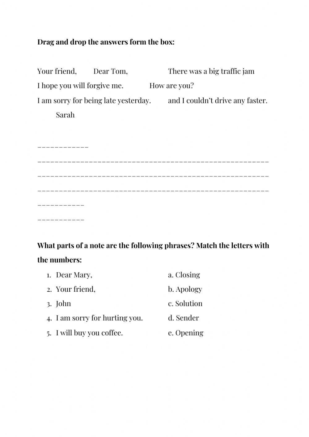 Writing an apology note