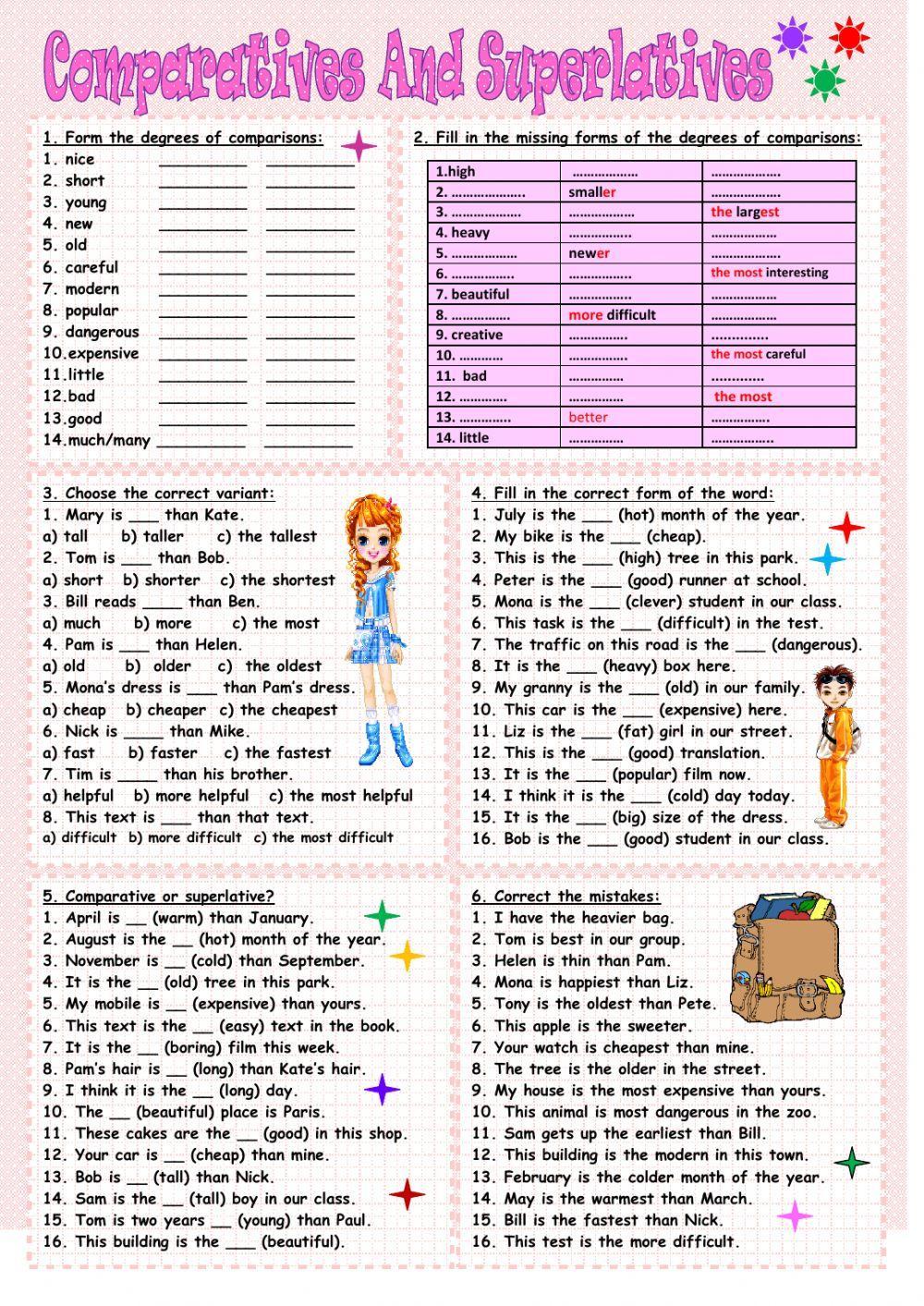 Comparative and superlative revision interactive worksheet | Live Worksheets Comparative and superlative revision interactive worksheet | Live Worksheets