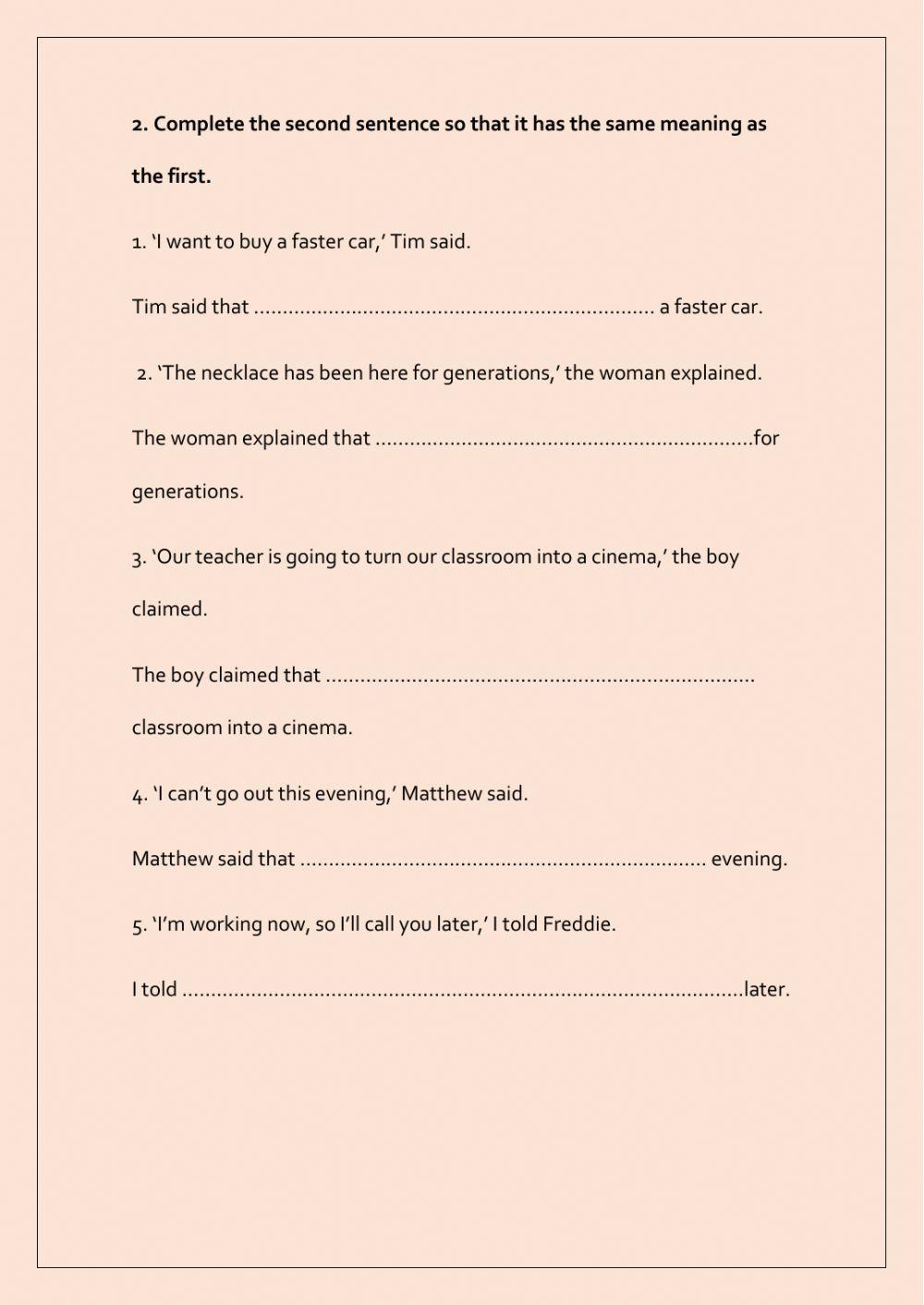 Reported speech statements