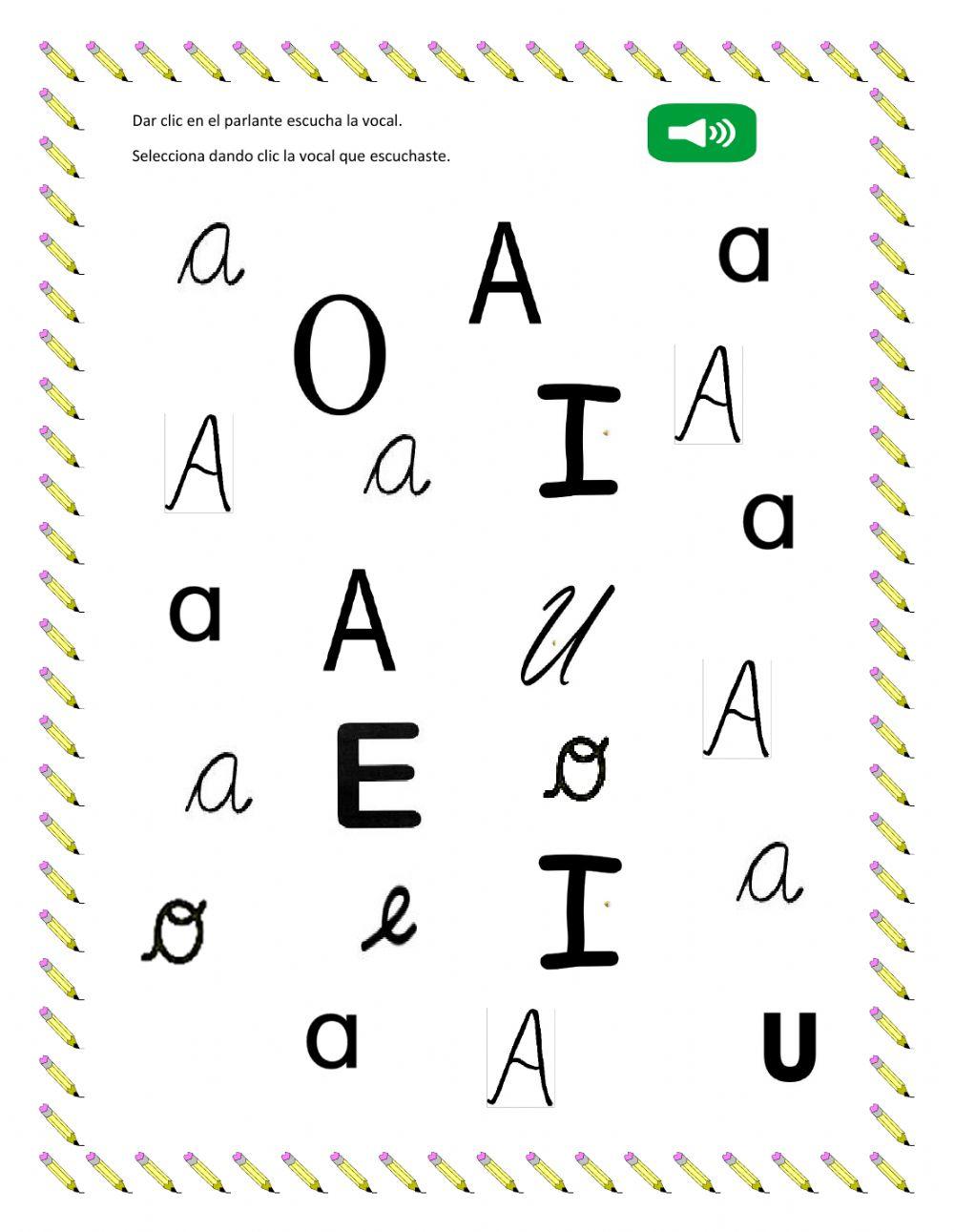 Seleccionar las diferentes escrituras vocal a