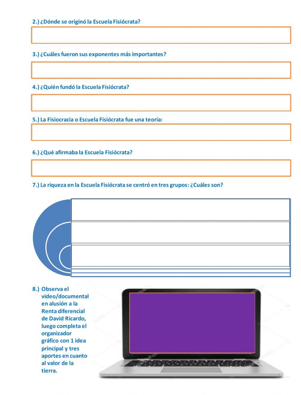 Ficha interactiva - Escuelas económicas del siglo XVIII, XIX y XX.
