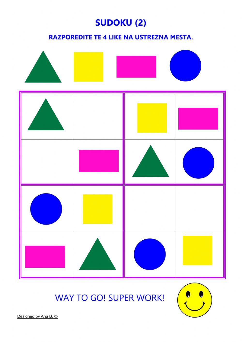 Revision- colours, shapes, months, sudoku