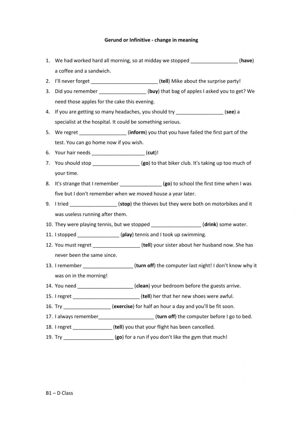 Gerund or Infinitive