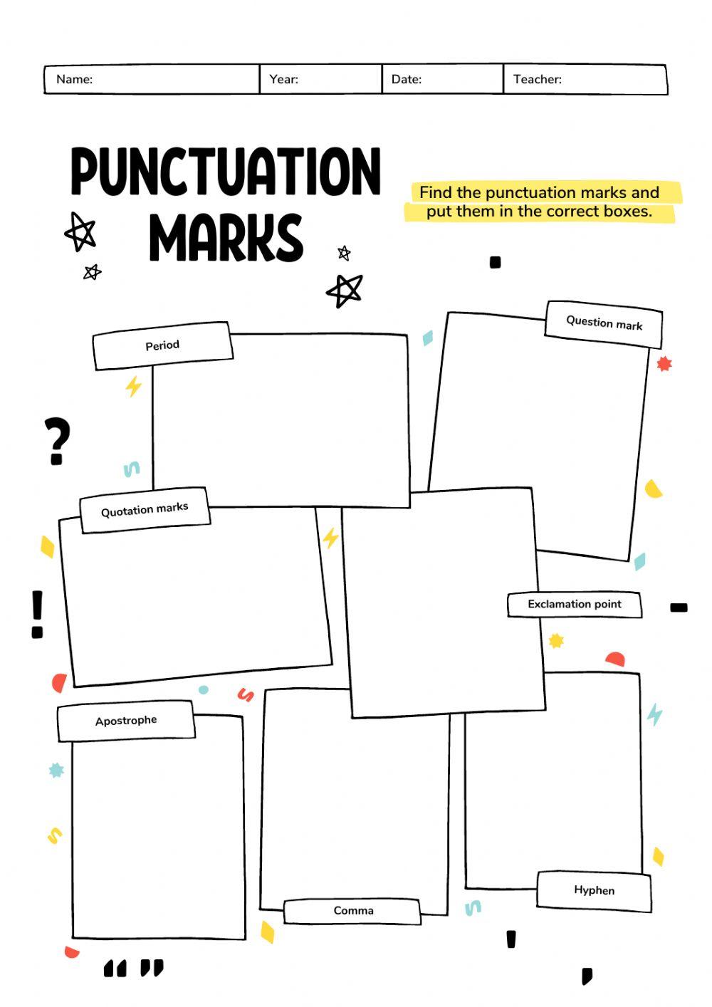 Montessori Lesson - Language - Punctuation Marks Worksheet 2