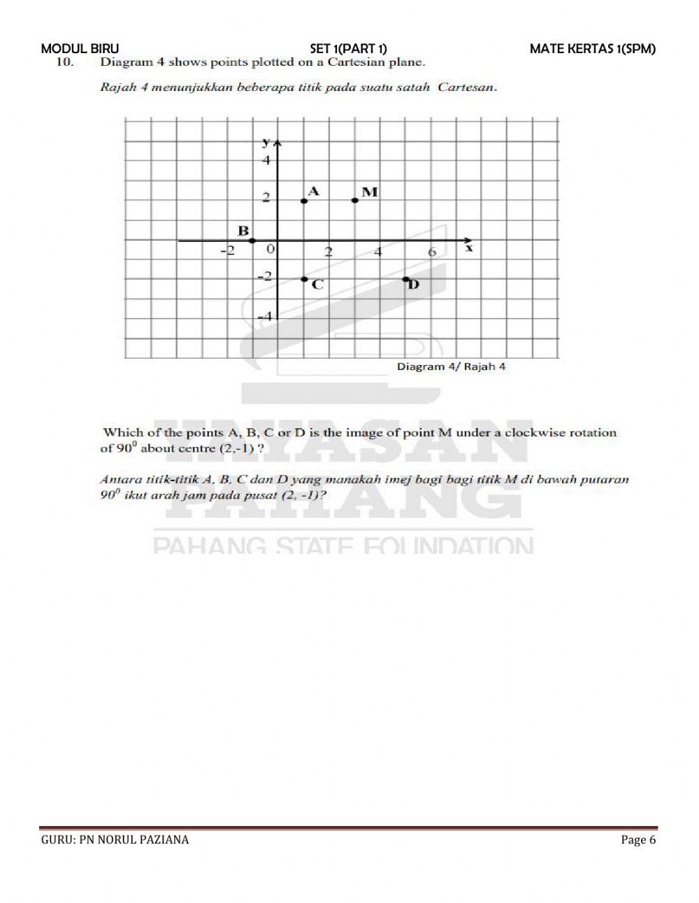 Latihan matematik kertas 1