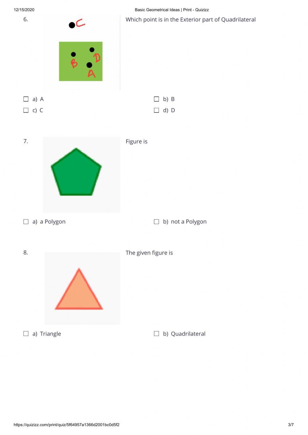 Basic geometrical shapes