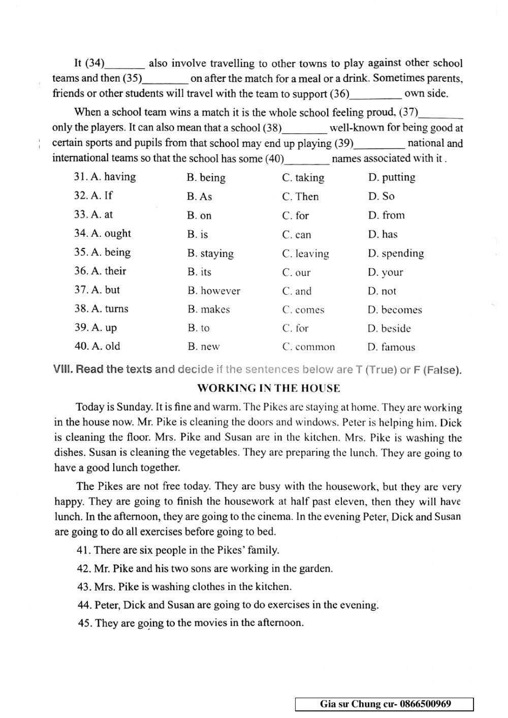 English 6 - Đề số 30