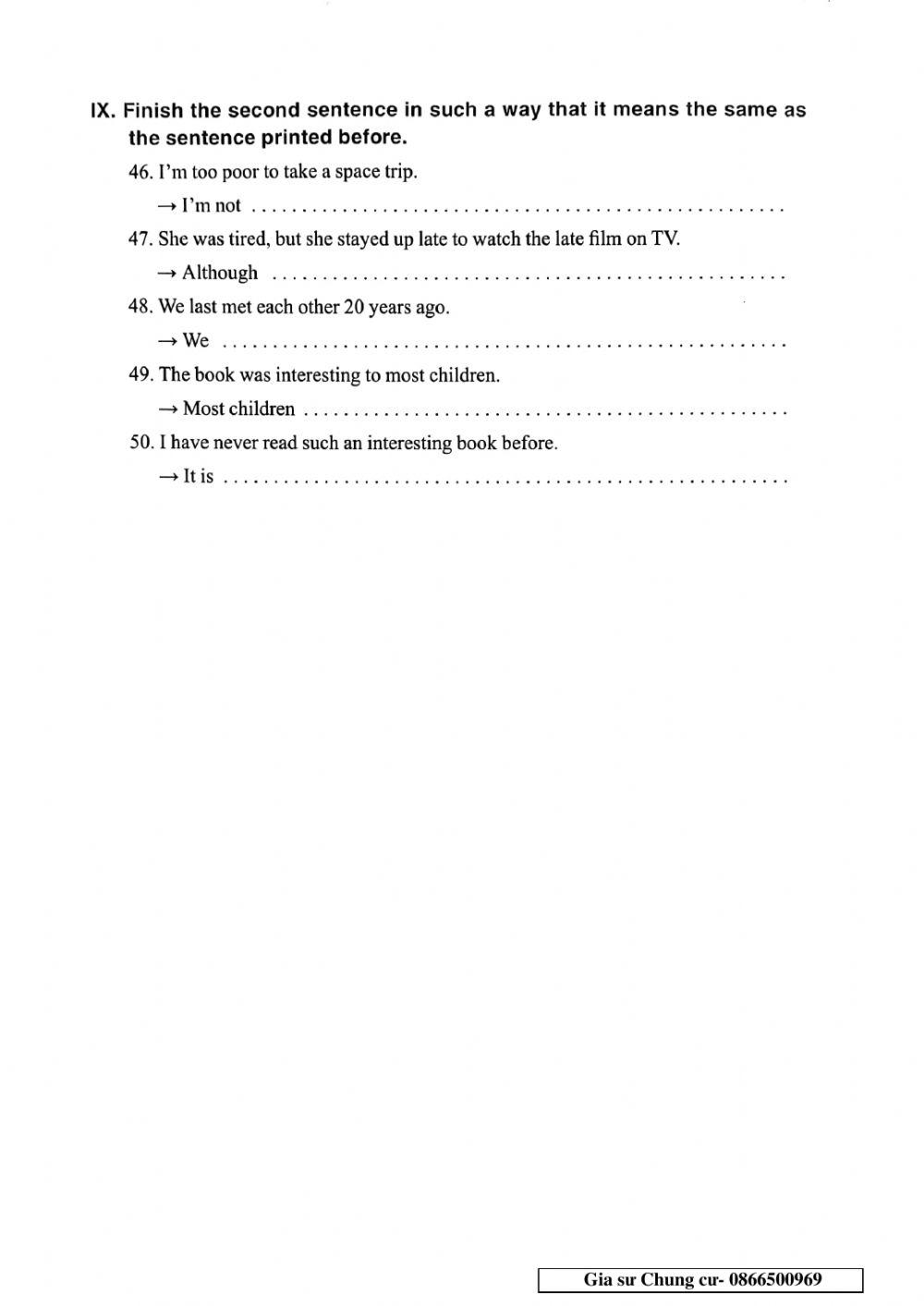 English 6 - Đề số 30