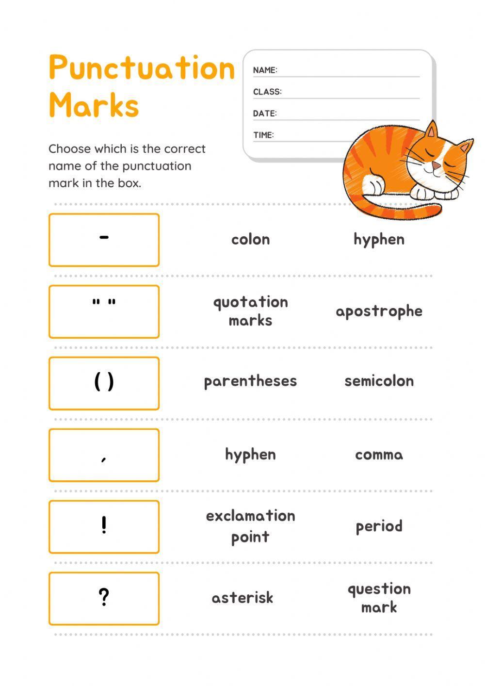 Montessori Lesson - Language - Punctuation Marks Worksheet 3