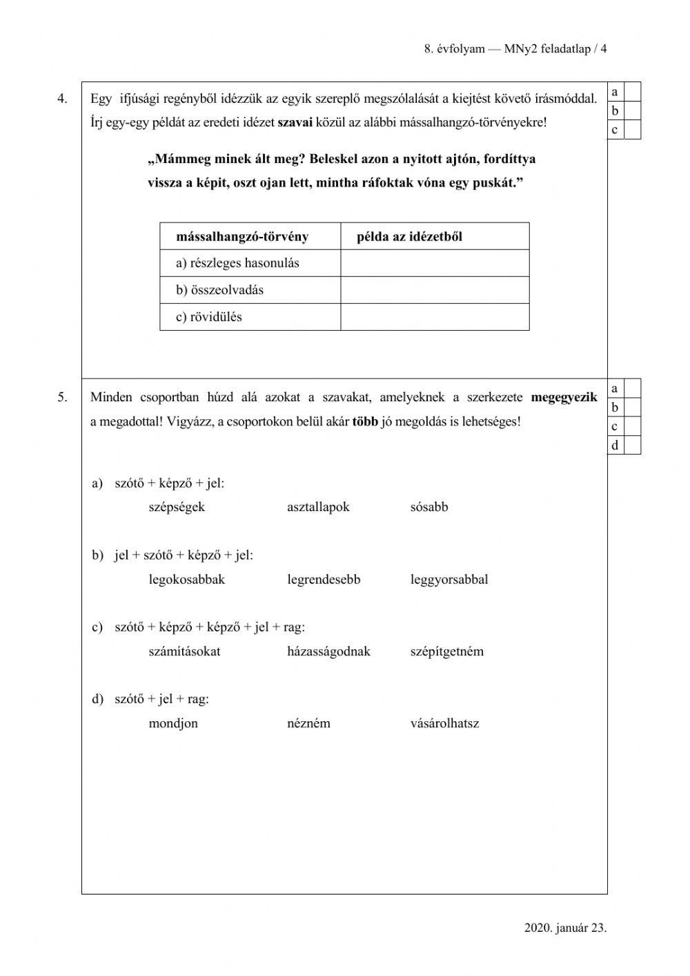 Magyar felvételi 2020.01.23.